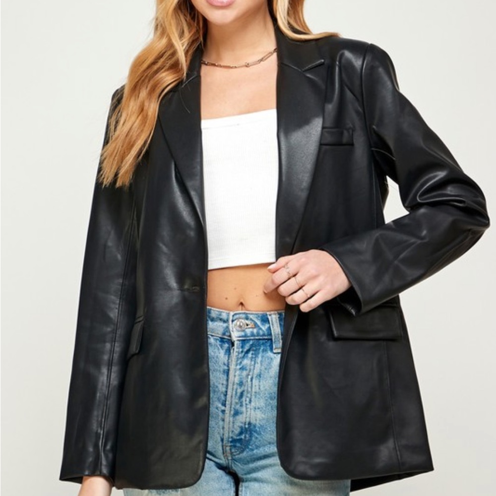 Faux Leather Blazer
